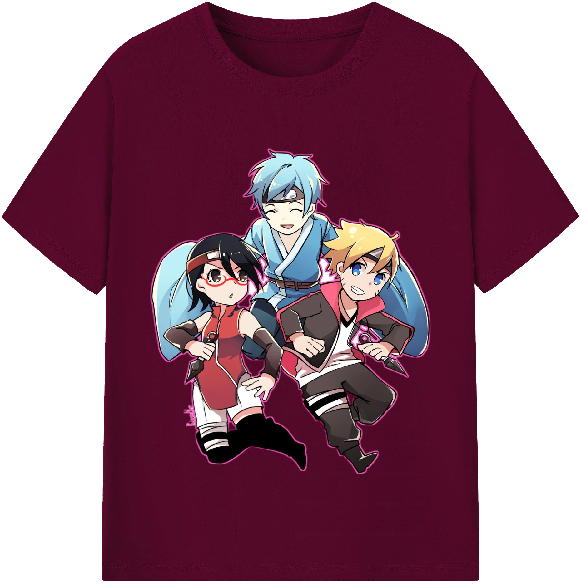 （画像用） NARUTO -ナルト- うちは サラダ Uchiha Sarada レディースカジュアルプリントTシャツ（綿100％）